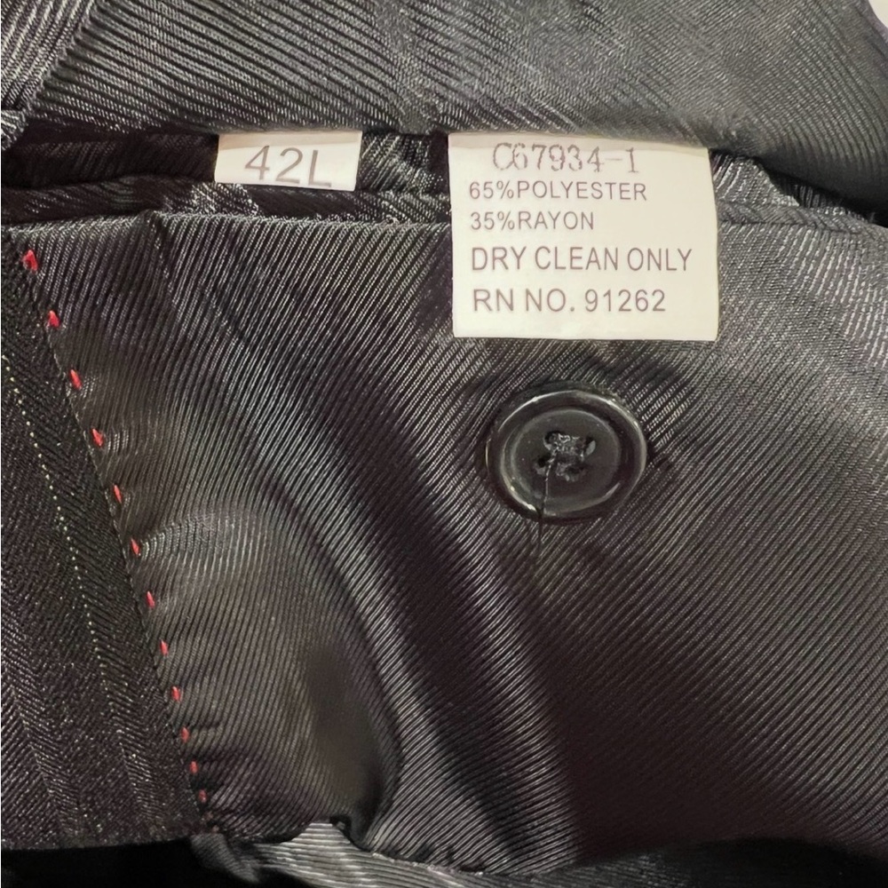 Carlo Lusso 2 Button Solid Black Pin Striped Men'… - image 6